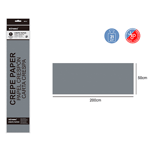 Papel Crepé Gris 50X200Cm 21G