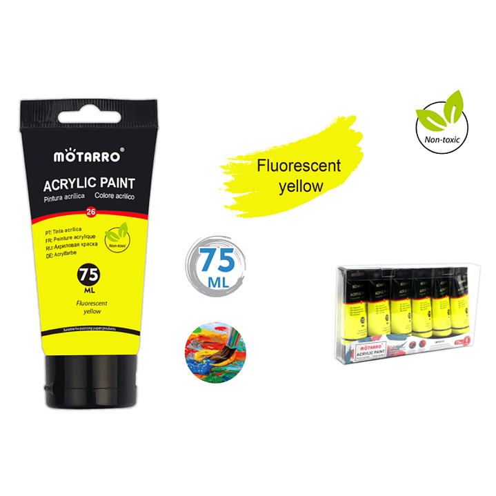 Pintura Acrílica Amarillo Fluorescente 75ml 1