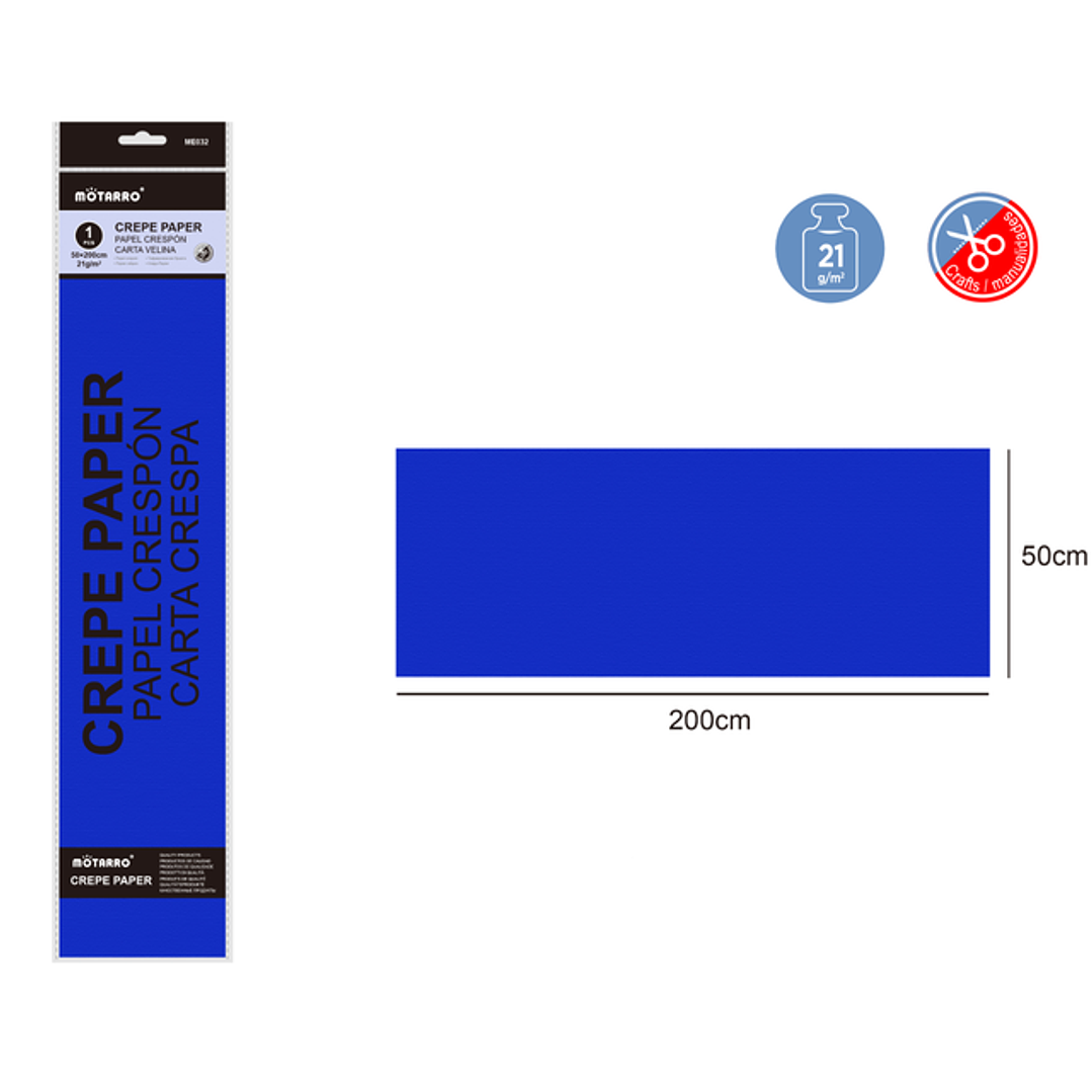 Papel Crepé Azul 50X200Cm 21G 1