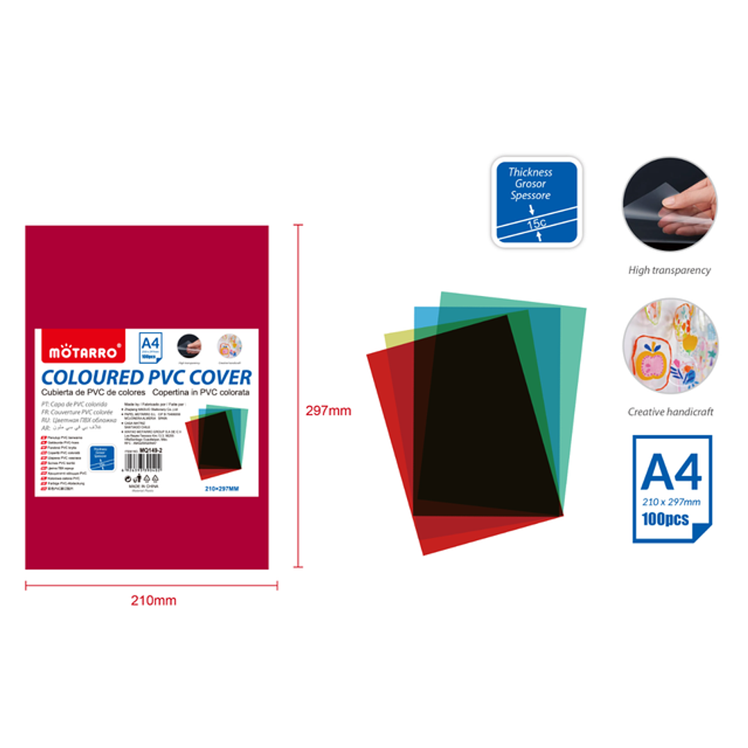 Laminas De PVC Colores 210X297Mm 100Pcs 1