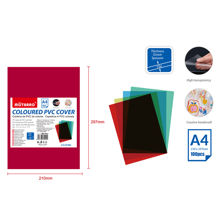 Laminas De PVC Colores 210X297Mm 100Pcs 1