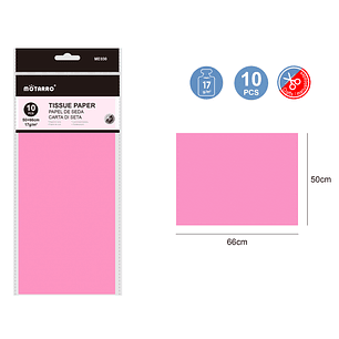Papel De Seda Rosado 50X66Cm 17G 10Pcs
