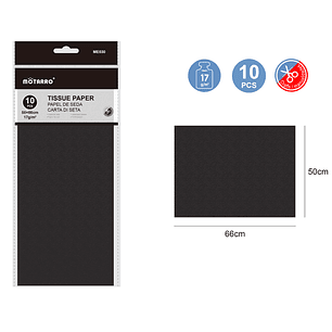 Papel De Seda Negro 50X66Cm 17G 10Pcs