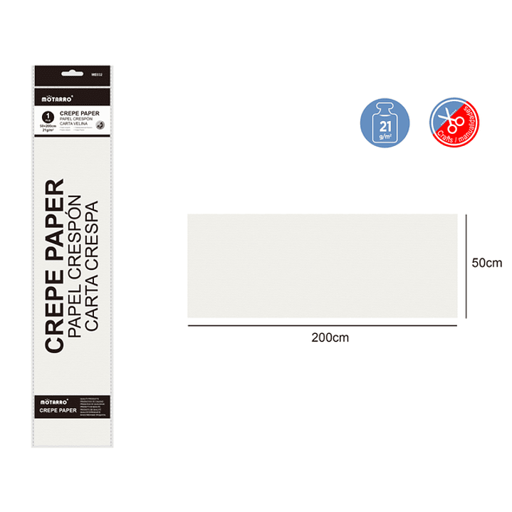 Papel Crepé Blanco 50X200Cm 21G 1