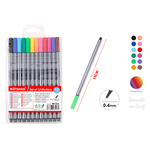 Rotuladores De Punta Fina 16Cm 12Pcs