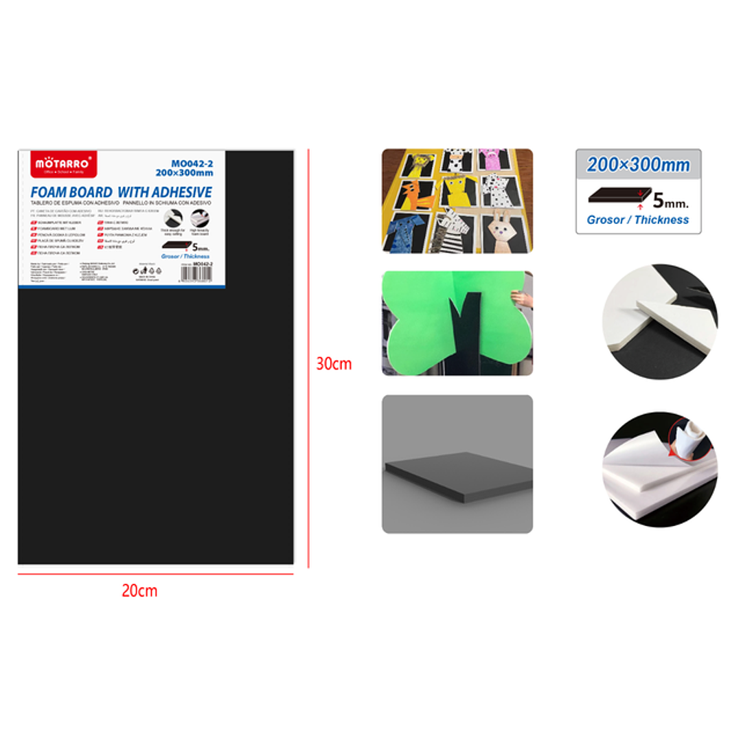 Tablero Espuma Plumavit Adhesiva Negro 20X30Cm 5Mm 1