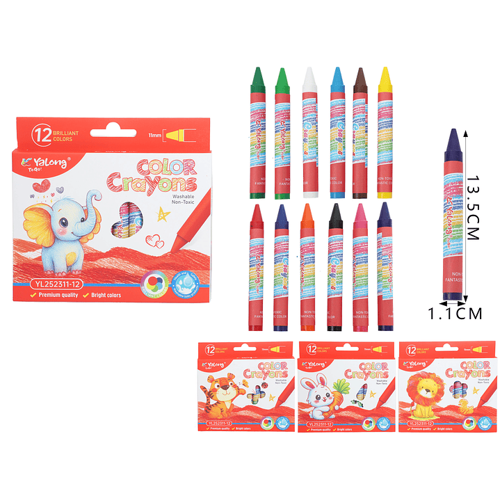 Lapices De Cera 13.5Cm 12Pcs 1