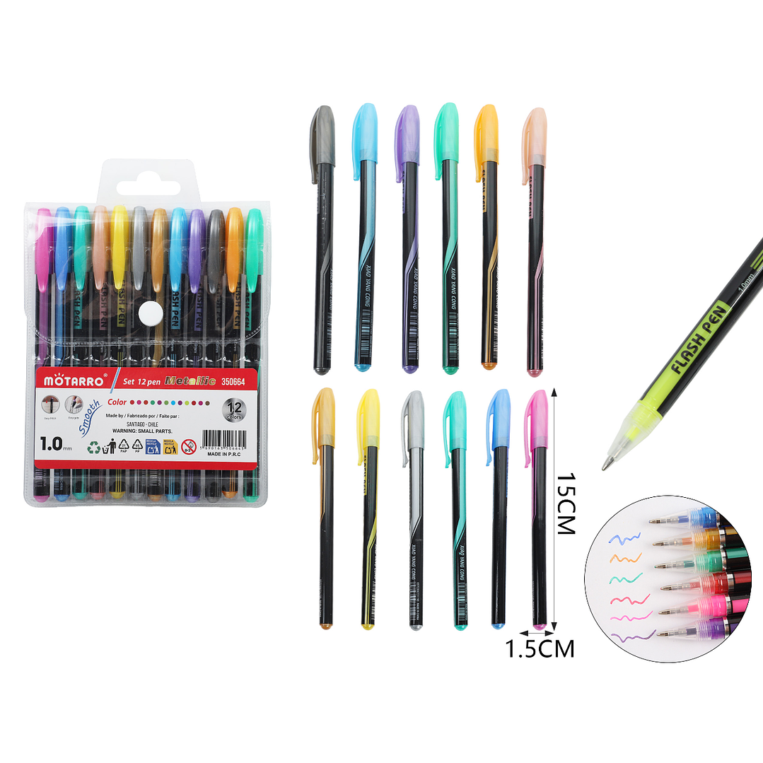 Boligrafos De Colores Metal 15Cm 12Pcs 1
