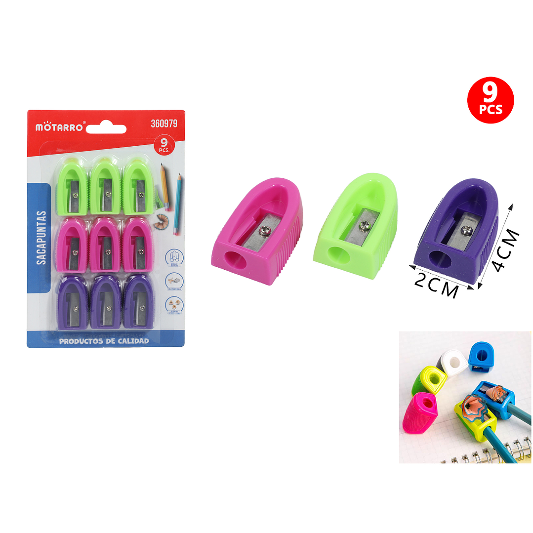 Sacapuntas Colores 9Pcs 1