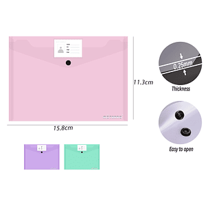 Carpeta C/Boton C/Tarjeta Multicolor Pastel A6