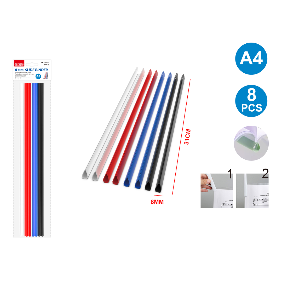 Barra Deslizante De Carpeta A4 8Pcs 8Mm 1