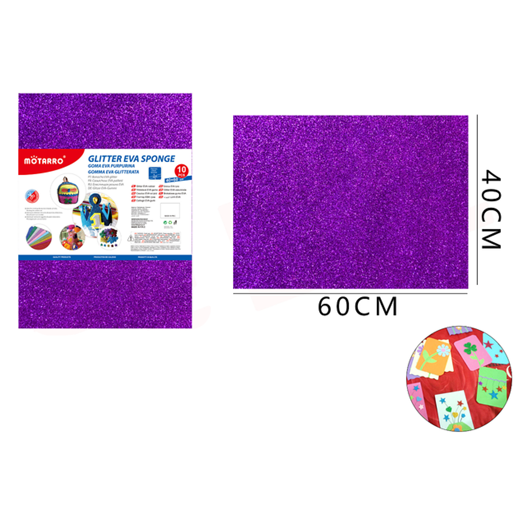 Goma Eva Glitter Morado 40x60Cm 10pcs 1