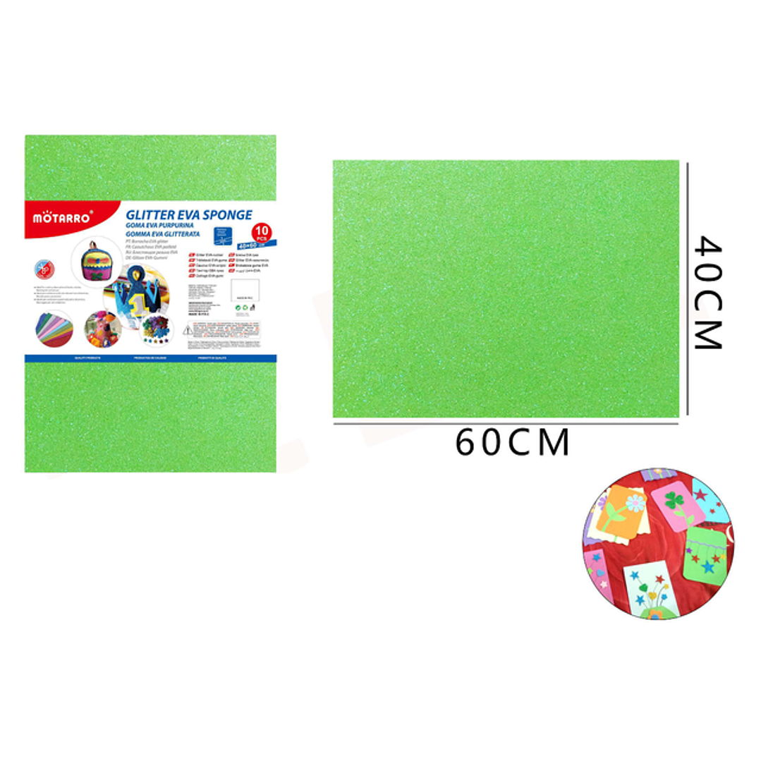 Goma Eva Verde Claro Glitter 40x60cm 10pcs 1