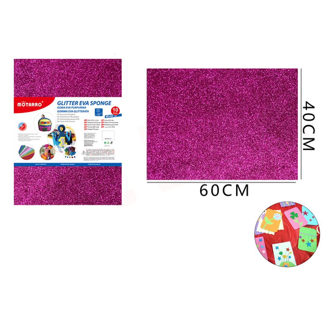 Goma Eva Morado Glitter 40X60Cm 10pcs 1