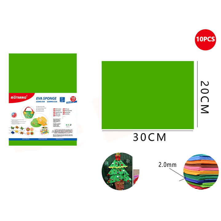 Goma Eva Verde 20x30Cm 10pcs 1