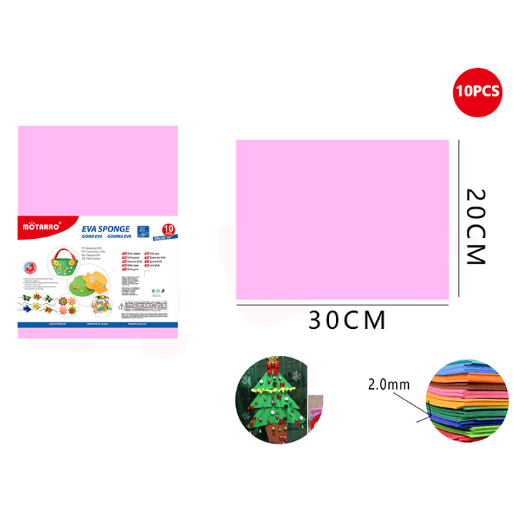 Goma Eva Rosado 20x30cm 10pcs 1