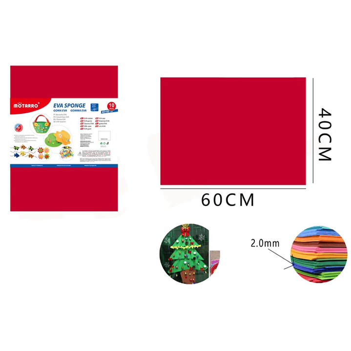 Goma Eva Rojo 40x60Cm 10pcs 1