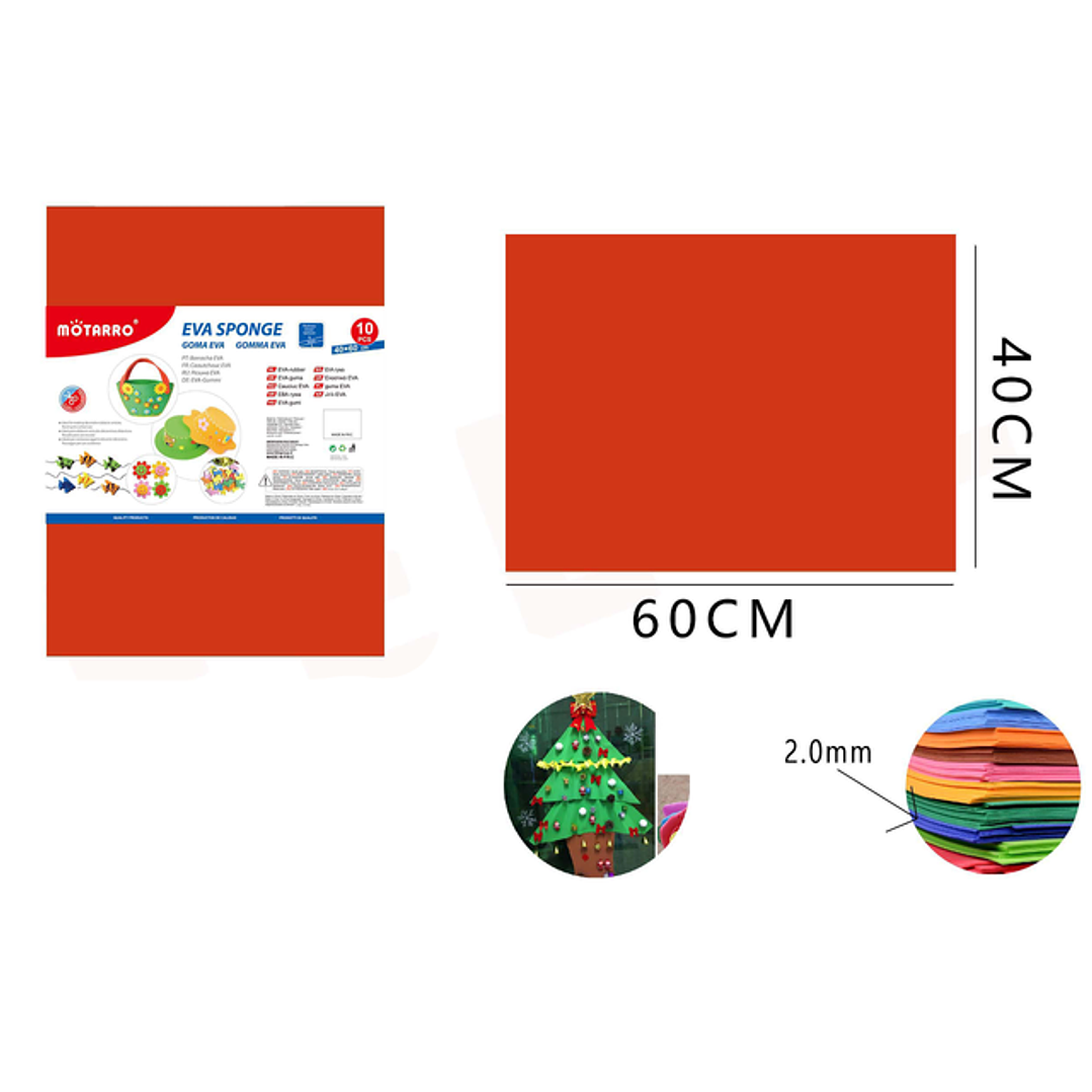 Goma Eva Rojo Claro 40x60Cm 10pcs 1