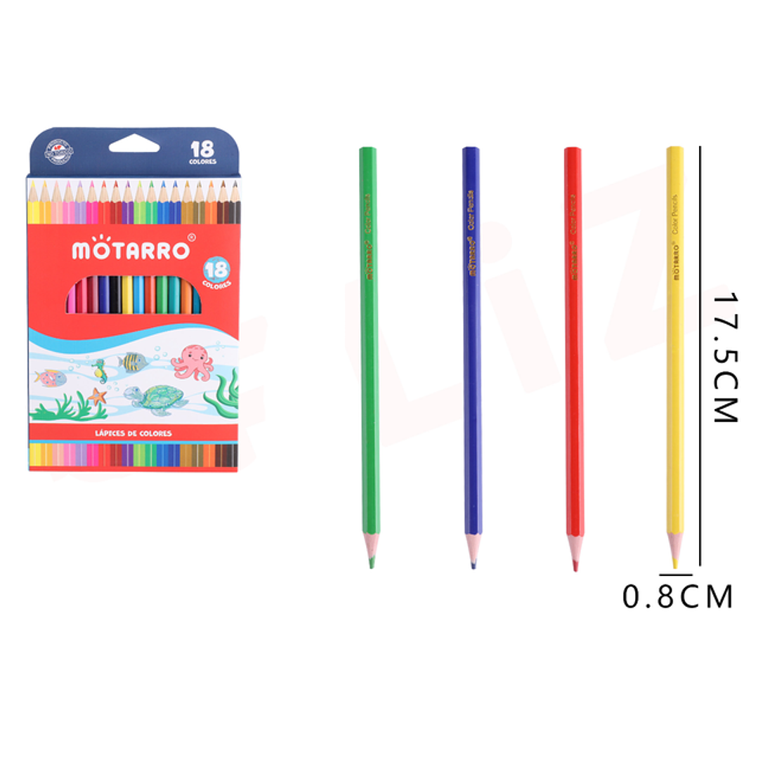 Lapices De Colores 17.5Cm 18Pcs 1