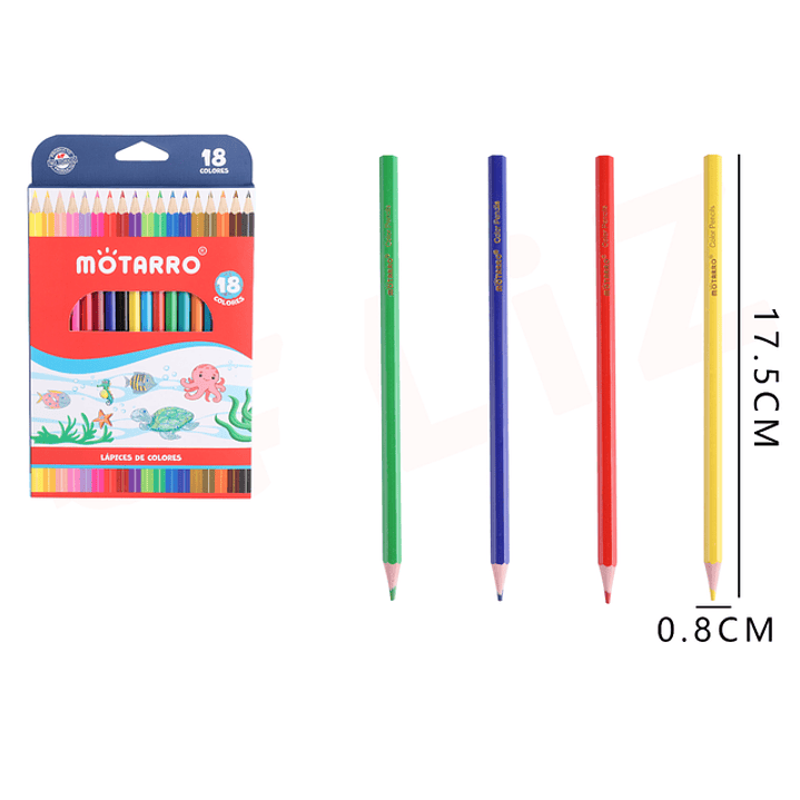 Lapices De Colores 17.5Cm 18Pcs 1