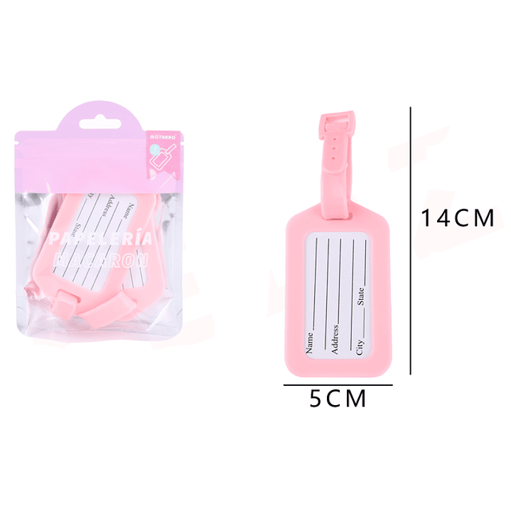 Etiqueta Equipaje Rosado 14X5Cm 2Pcs 1
