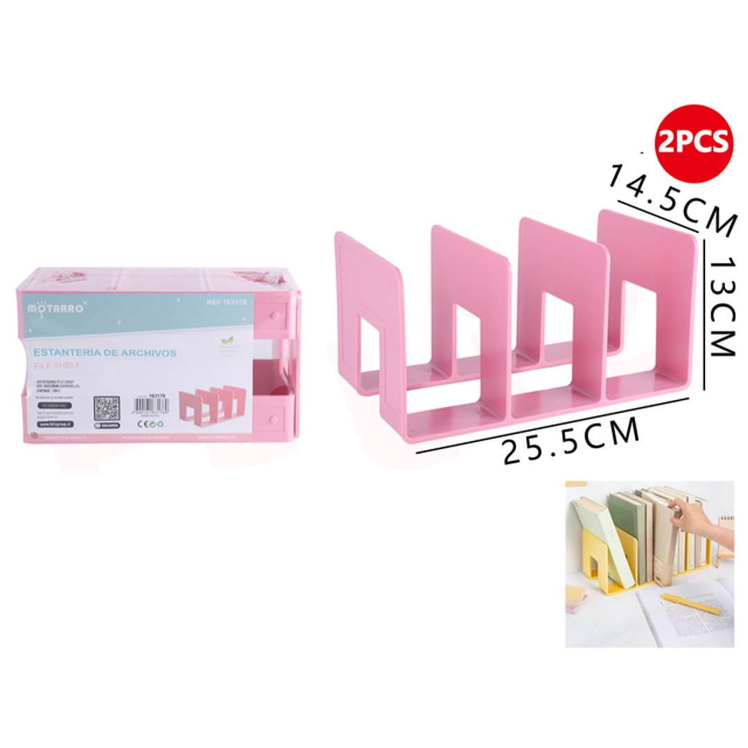 Estantes De Archivos Rosado 25.5Cm 2Pcs 1