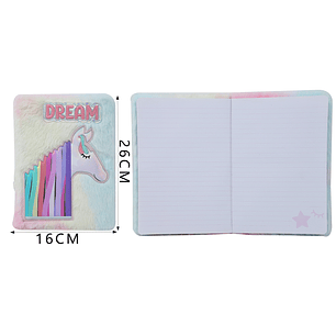 Libreta De Felpa Unicornio 80Hojas A5