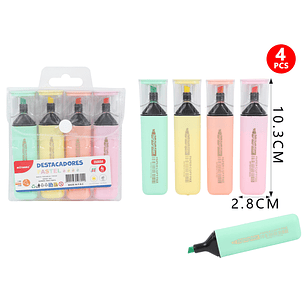 Destacadores En Bolsa Plástica Pastel 4Pcs