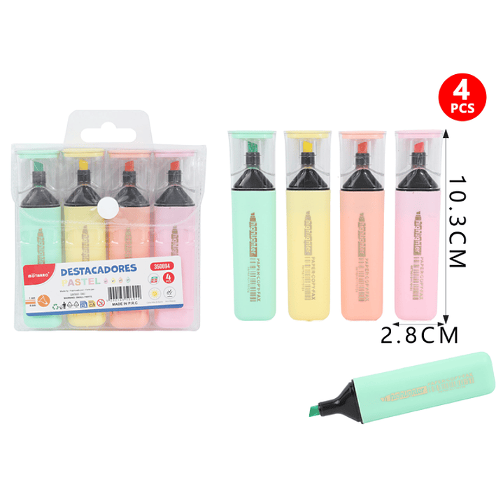 Destacadores En Bolsa Plástica Pastel 4Pcs 1