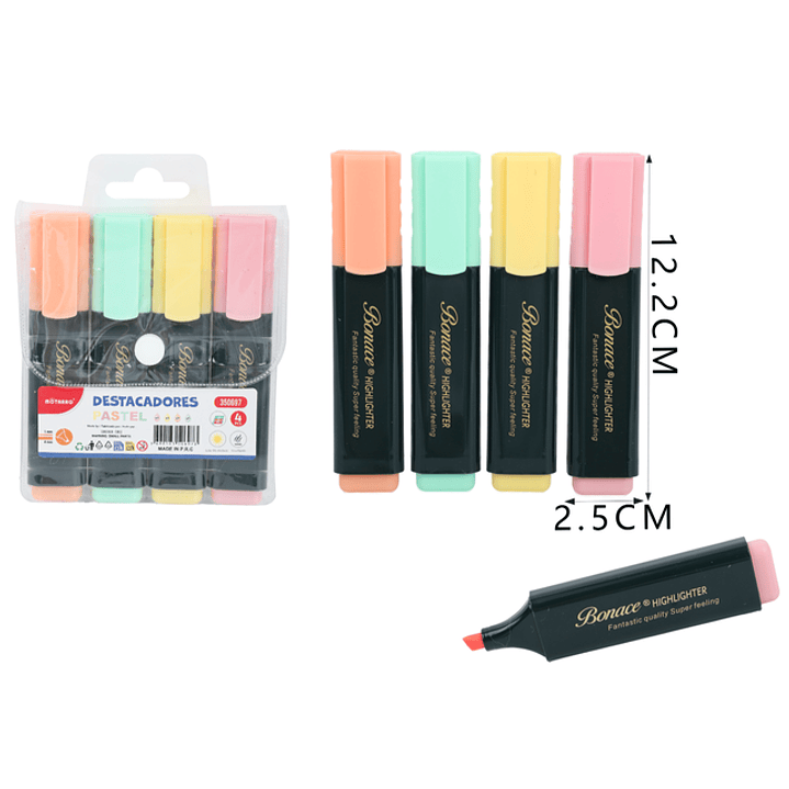 Destacadores En Bolsa Plástica Pastel 4Pcs 1