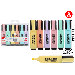 Destacadores En Bolsa Plástica Pastel 6Pcs