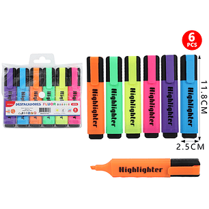 Destacadores En Bolsa Plástica 6Pcs