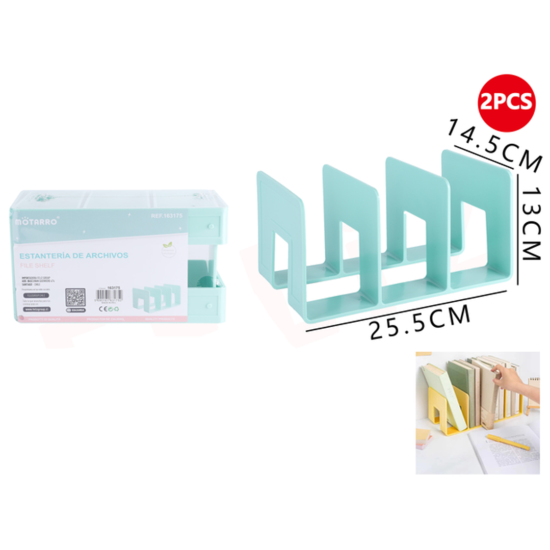 Estantes De Archivos Verde 25.5Cm 2Pcs 1