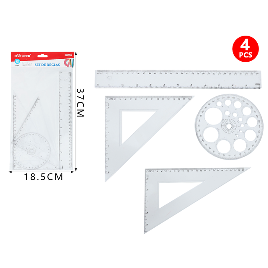 Set De Reglas Trasparente 4Pcs 1