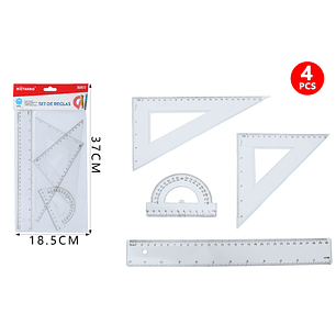 Set De Reglas Trasparente 4Pcs