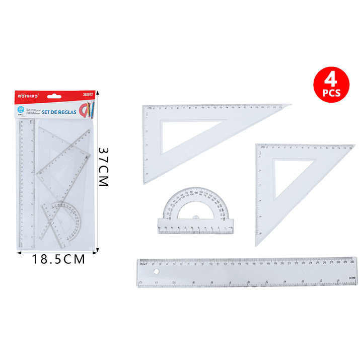 Set De Reglas Trasparente 4Pcs 1