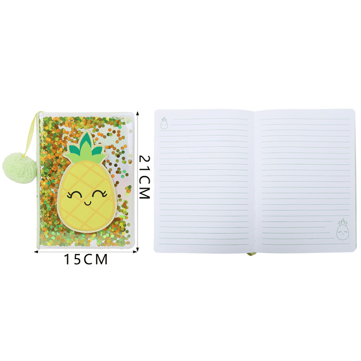 Libreta Novedad Glitter Piña A5 1