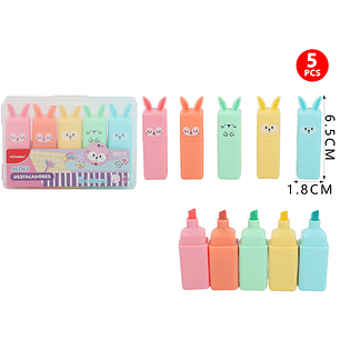 Destacadores Pastel Conejo 5Pcs
