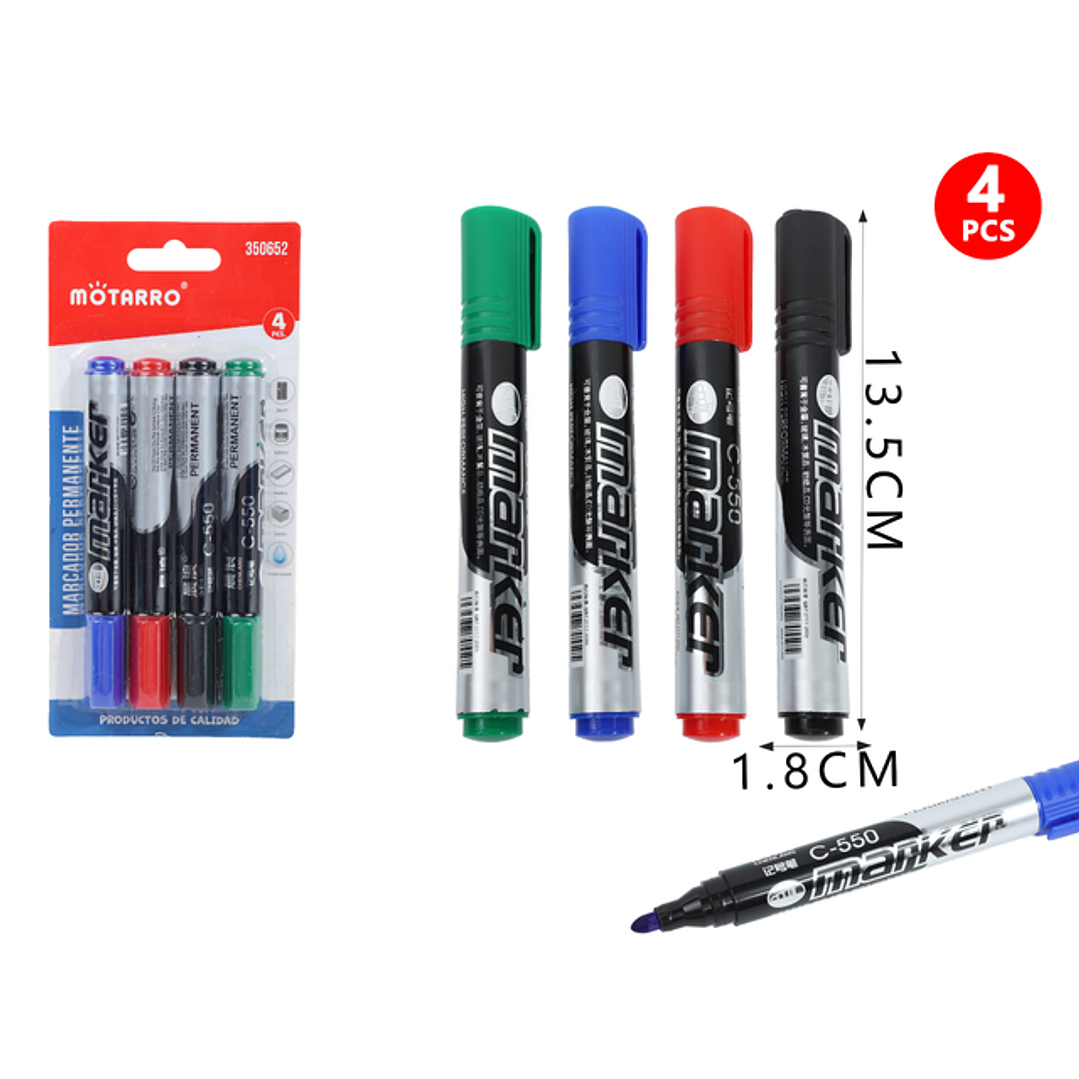 Marcadores Permanente Colores 4Pcs 1