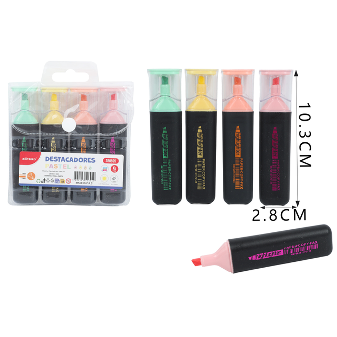 Destacadores En Bolsa Plástico Pastel 4Pcs 1