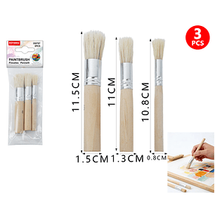 Set De Pinceles Redondo 3Pcs