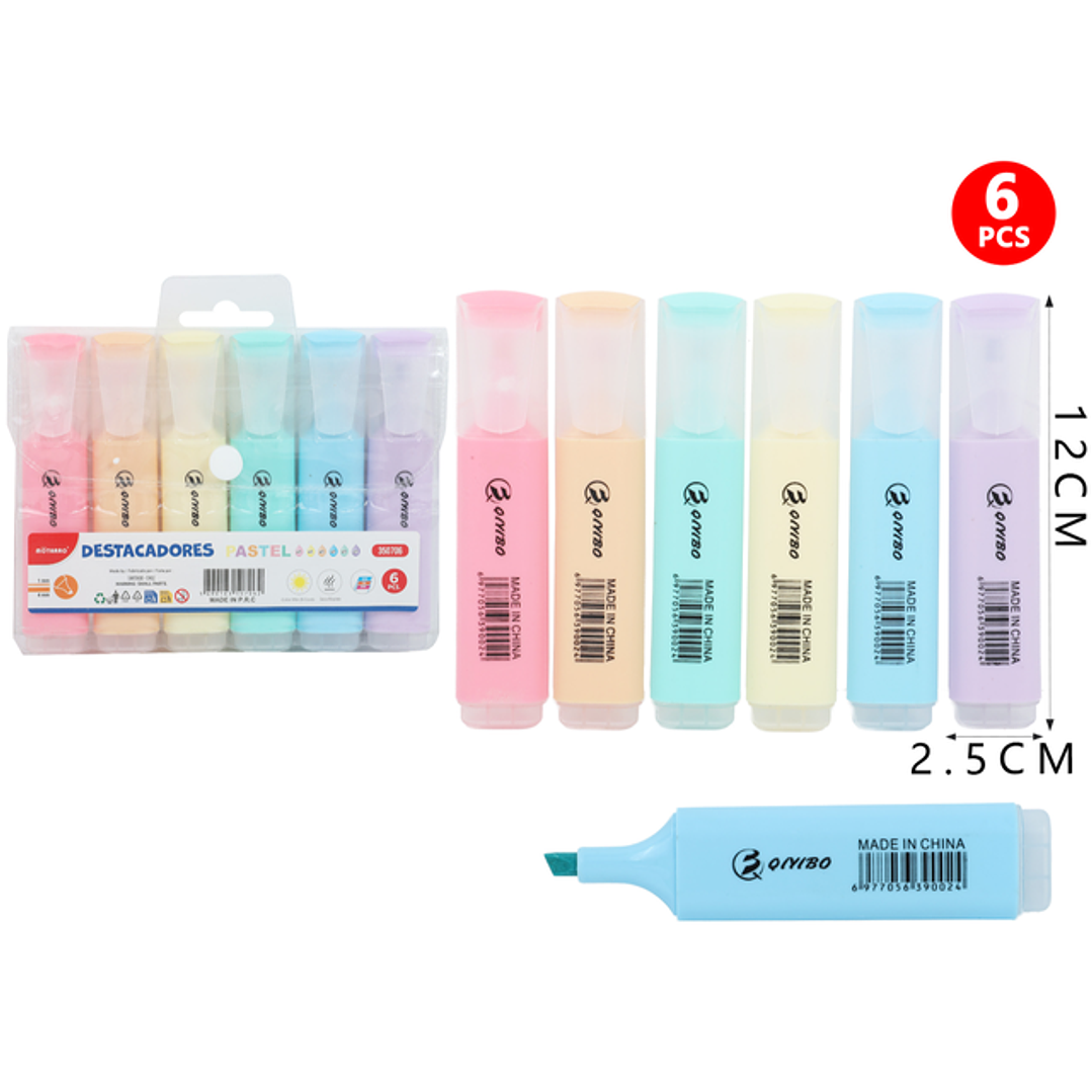 Destacadores En Bolsa Plastica 6Pcs 1