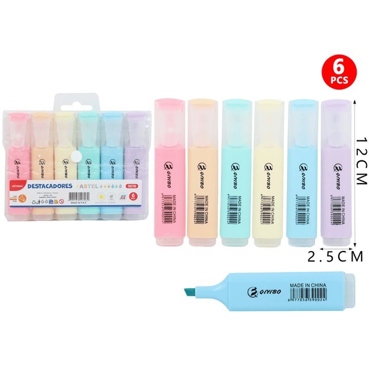 Destacadores En Bolsa Plastica 6Pcs 1