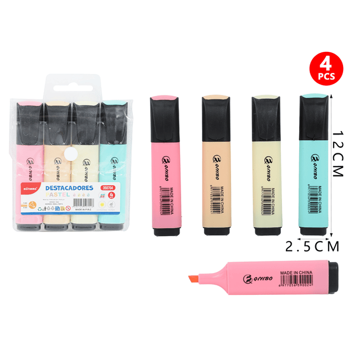 Destacadores En Bolsa Plastica 4Pcs 1
