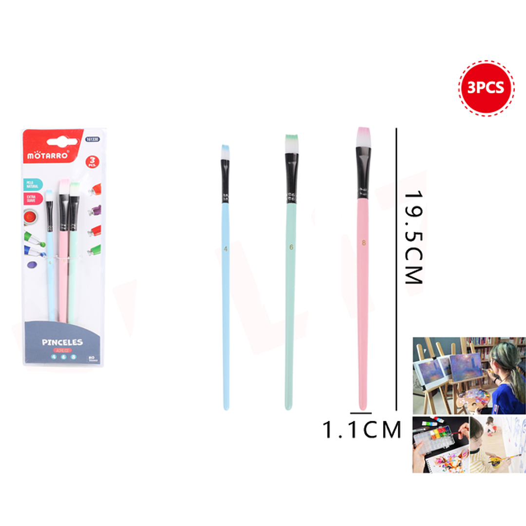 Set De Pinceles Color Macaron 3Pcs 1