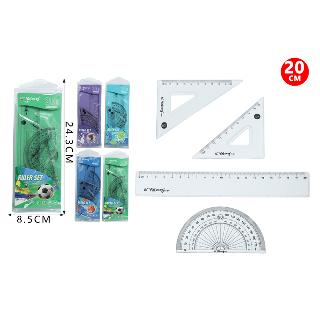Set De Reglas 4Pcs 20cm 1