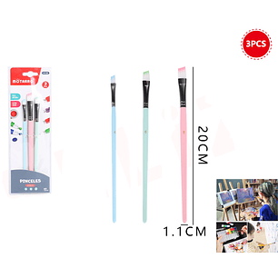 Set De Pinceles Biselado Macaron 3Pcs