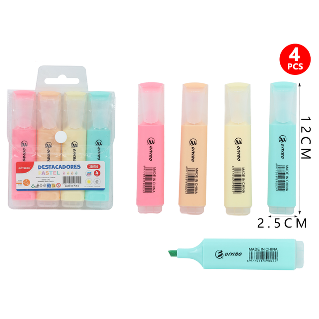 Destacadores En Bolsa Plastica 4Pcs 1