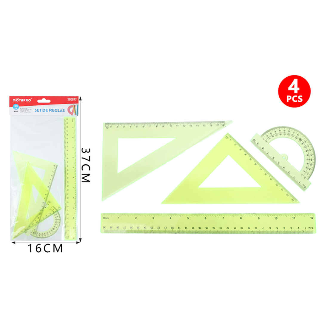 Set De Reglas Trasparente 4Pcs 1