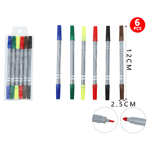 Marcadores De Colores Doblepunta 6Pcs